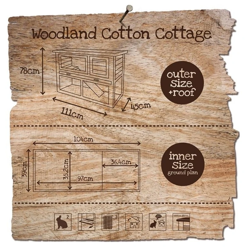 WoodLand Clapier Cotton Cottage 111x45x78cm - Duvo+ – Image 2