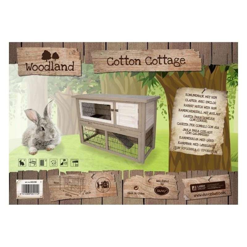WoodLand Clapier Cotton Cottage 111x45x78cm - Duvo+ – Image 3